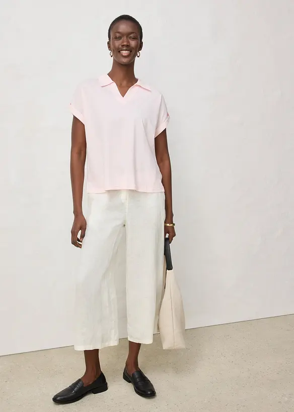 Polo dal taglio ampio con percentuale di seta, bonprix