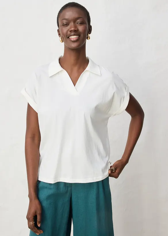 Polo dal taglio ampio con percentuale di seta, bonprix