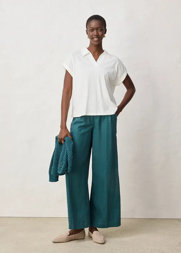 Polo dal taglio ampio con percentuale di seta, bonprix