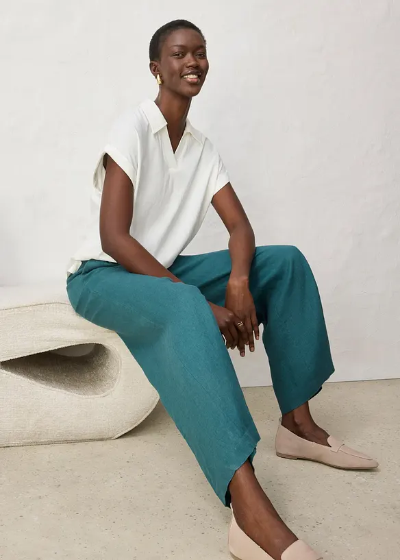 Polo dal taglio ampio con percentuale di seta, bonprix