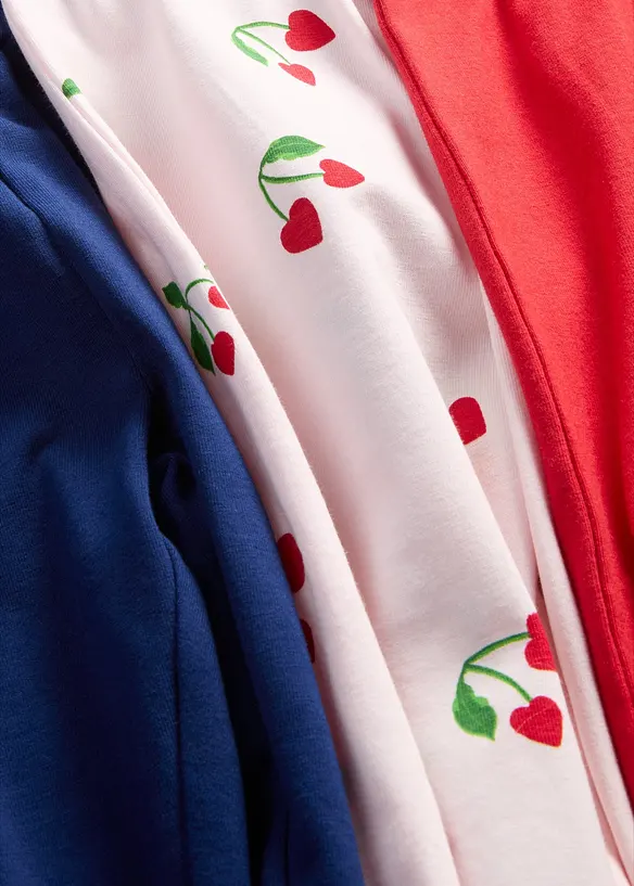 Leggings a pinocchietto in misto cotone elasticizzato (pacco da 3), bonprix