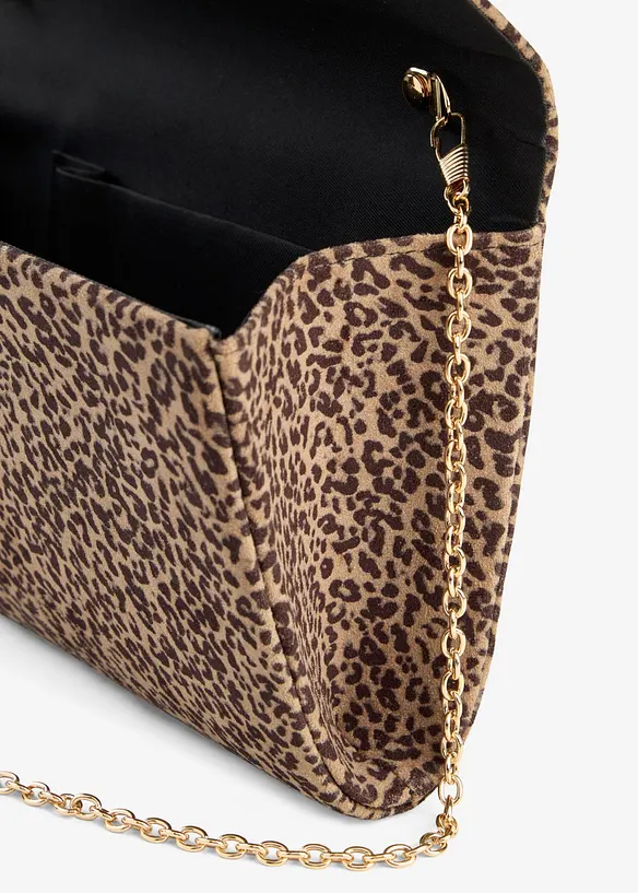 Pochette leopardata in similpelle scamosciata, bonprix