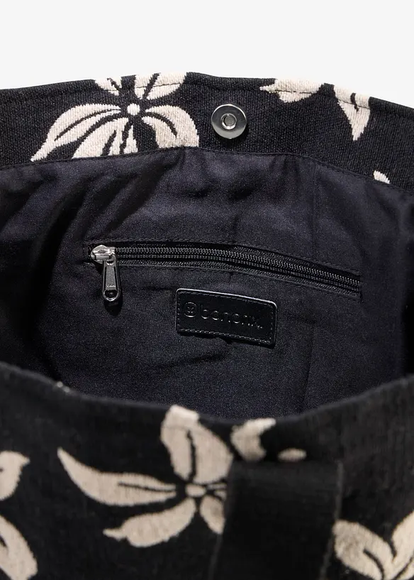 Borsa shopper in tela con fantasia floreale, bonprix