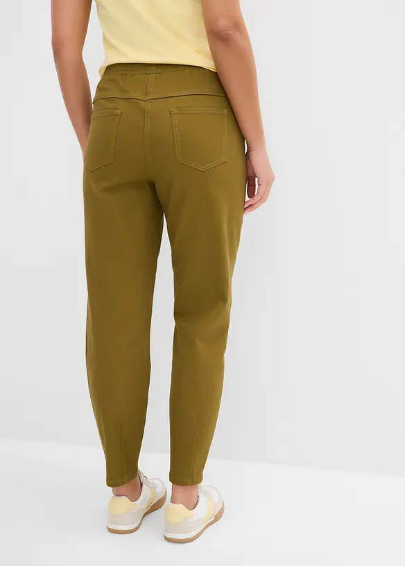 Pantaloni a palloncino in twill di misto cotone ed elastan, bonprix