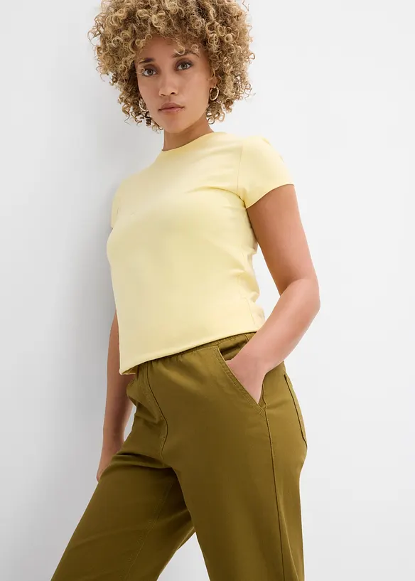 Pantaloni a palloncino in twill di misto cotone ed elastan, bonprix