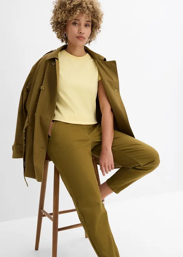 Pantaloni a palloncino in twill di misto cotone ed elastan, bonprix