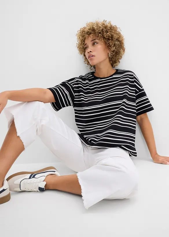 T-shirt in puro cotone a righe, bonprix