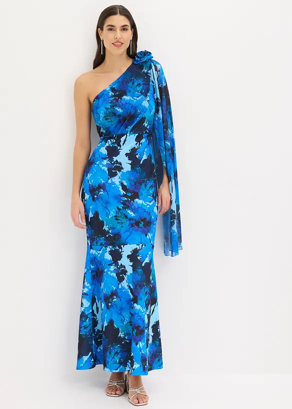 Abito da sera monospalla con applicazione floreale, bonprix