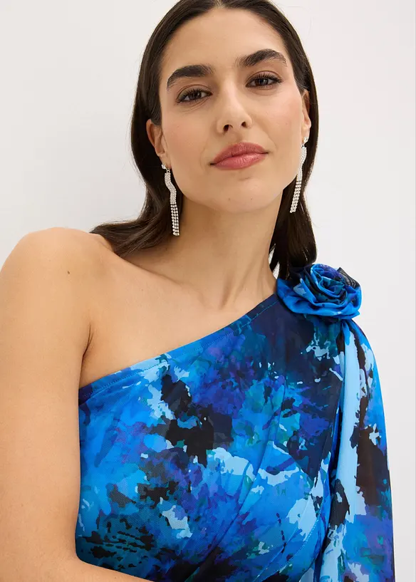 Abito da sera monospalla con applicazione floreale, bonprix