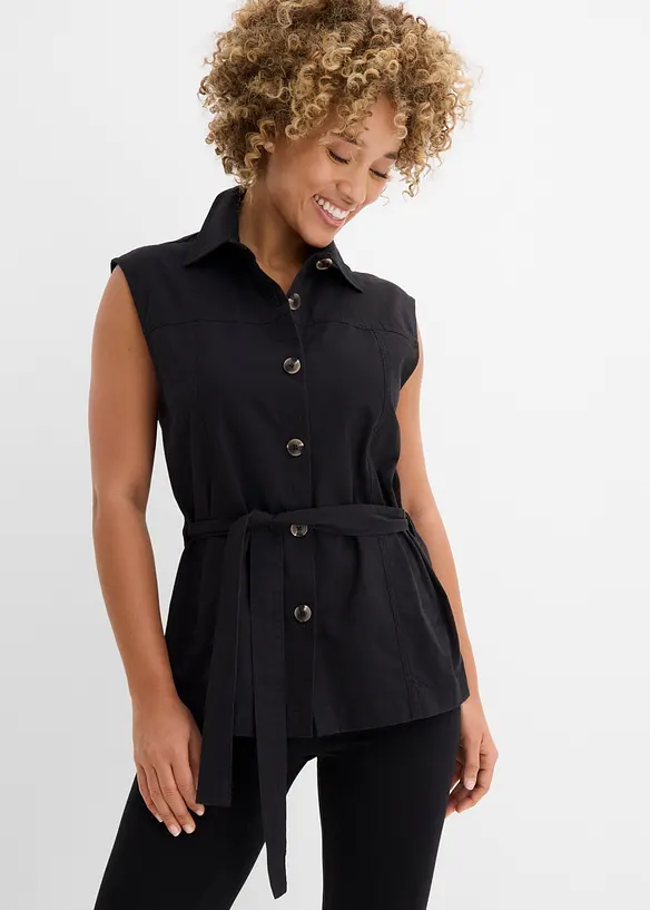 Gilet di cotone con cintura, bonprix