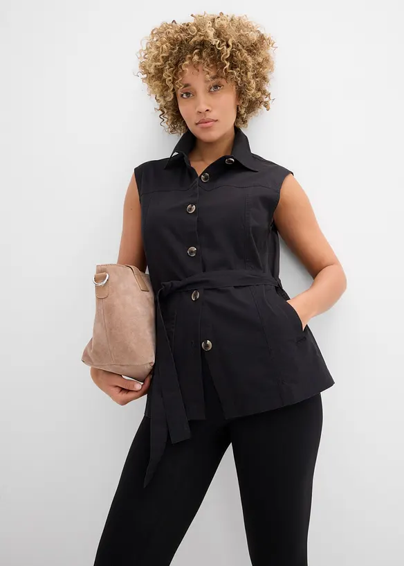 Gilet di cotone con cintura, bonprix