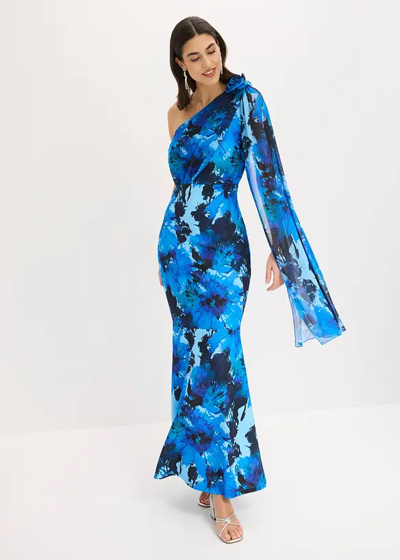 Abito da sera monospalla con applicazione floreale, bonprix