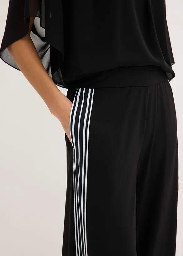 Pantaloni in jersey con bande laterali, bonprix