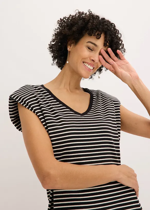 Abito di jersey a righe con vita regolabile, bonprix