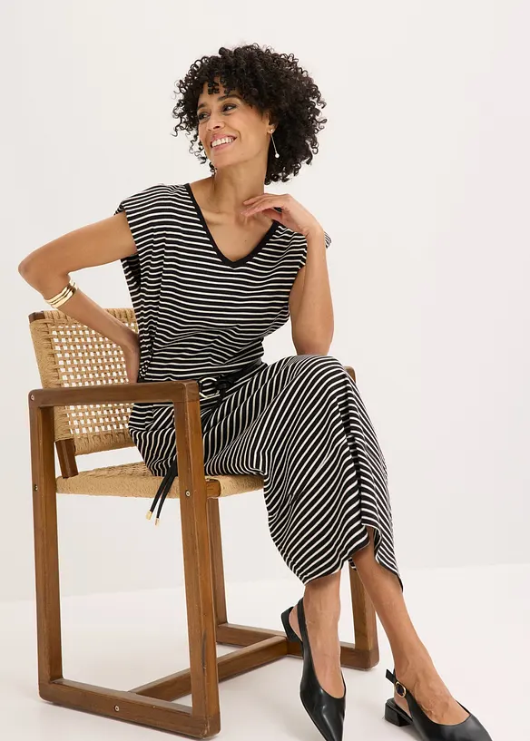 Abito di jersey a righe con vita regolabile, bonprix