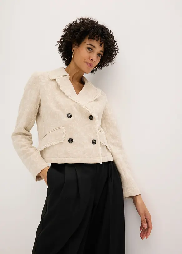 Giacca in jacquard di cotone con percentuale di lino, bonprix