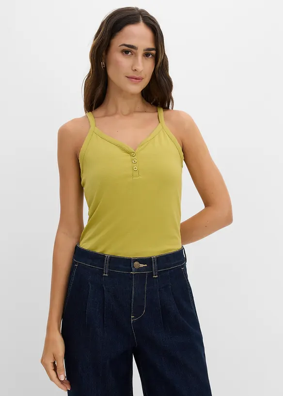 Top con spalline sottili e puro cotone biologico (pacco da 2), bonprix