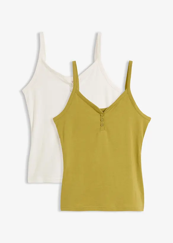 Top con spalline sottili e puro cotone biologico (pacco da 2), bonprix