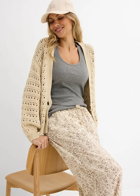 Pantaloni con elastico in vita in viscosa fluente, bonprix
