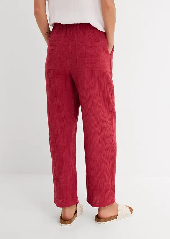 Pantaloni barrel in mussola di puro cotone, bonprix