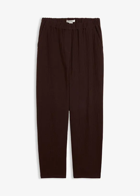 Pantaloni barrel in mussola di puro cotone, bonprix