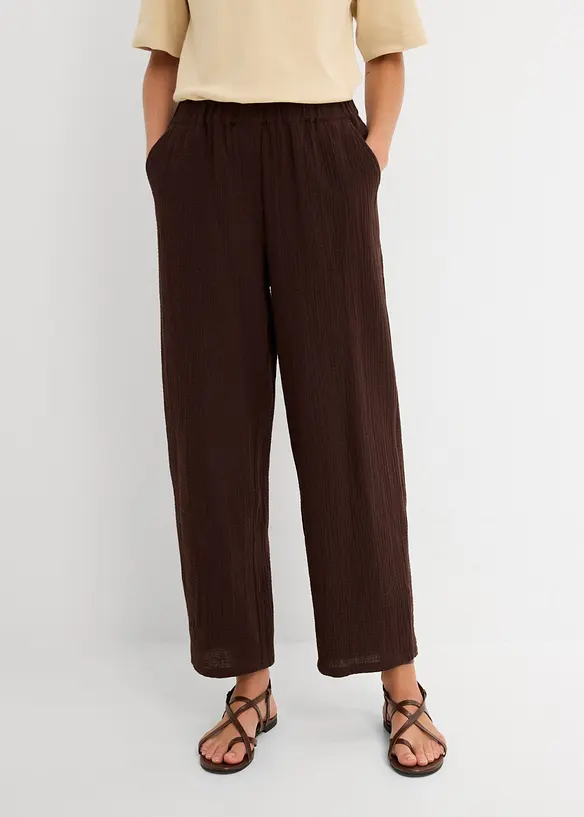 Pantaloni barrel in mussola di puro cotone, bonprix