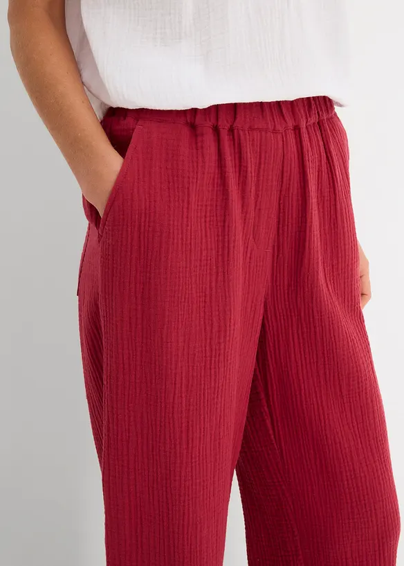 Pantaloni barrel in mussola di puro cotone, bonprix