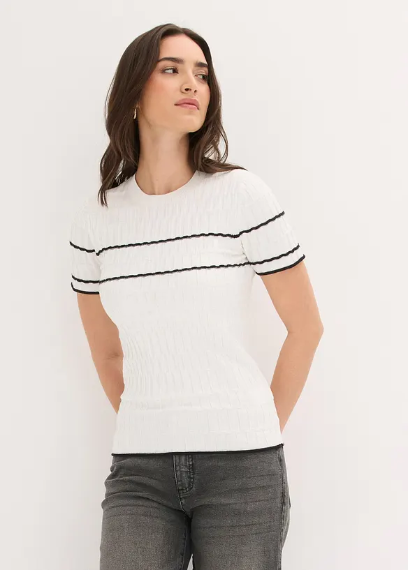 Maglione a maniche corte in misto cotone, bonprix