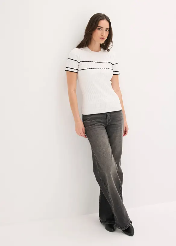 Maglione a maniche corte in misto cotone, bonprix