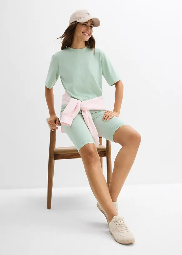 T-shirt e ciclisti in cotone elasticizzato (set 2 pezzi), bonprix