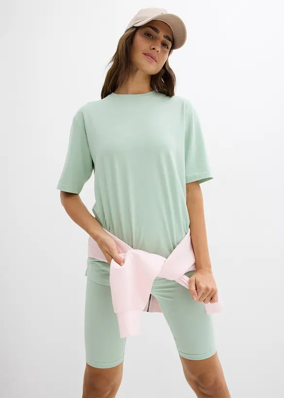 T-shirt e ciclisti in cotone elasticizzato (set 2 pezzi), bonprix