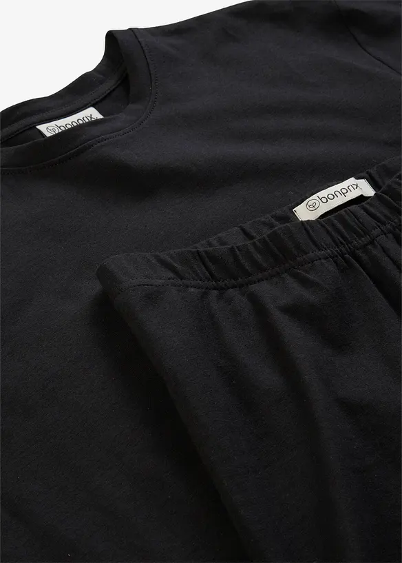 T-shirt e ciclisti in cotone elasticizzato (set 2 pezzi), bonprix