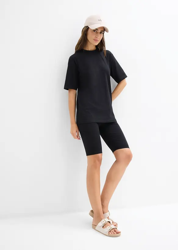 T-shirt e ciclisti in cotone elasticizzato (set 2 pezzi), bonprix