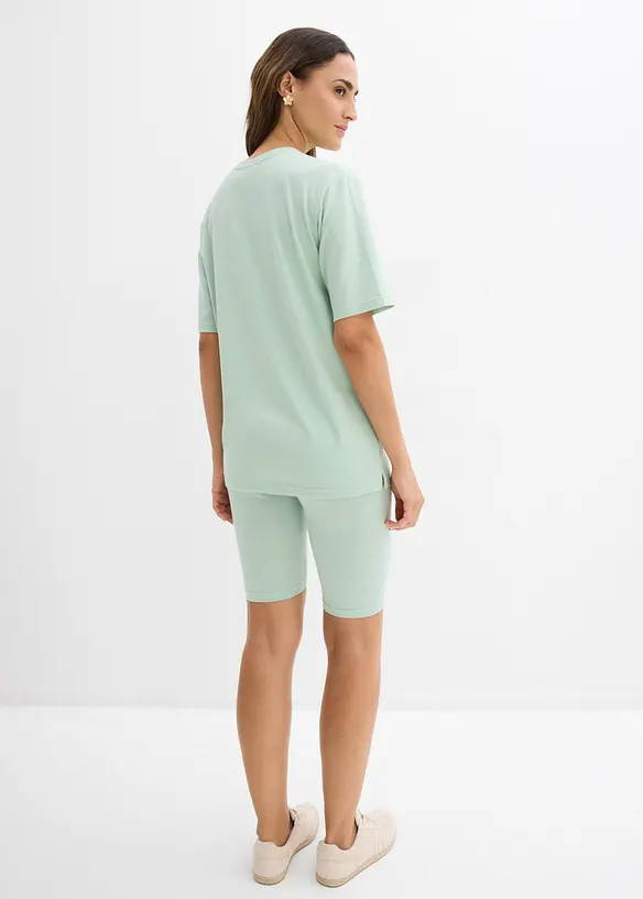 T-shirt e ciclisti in cotone elasticizzato (set 2 pezzi), bonprix