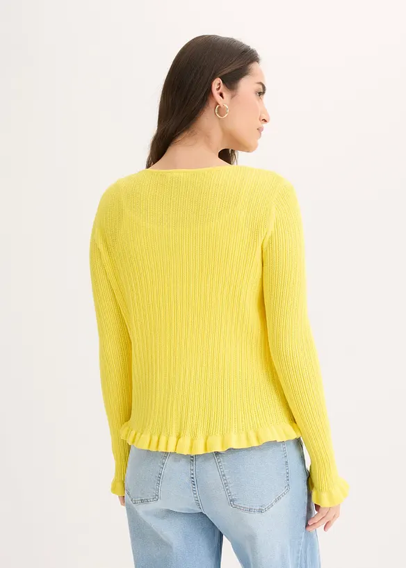 Cardigan in filato fine di misto cotone, bonprix