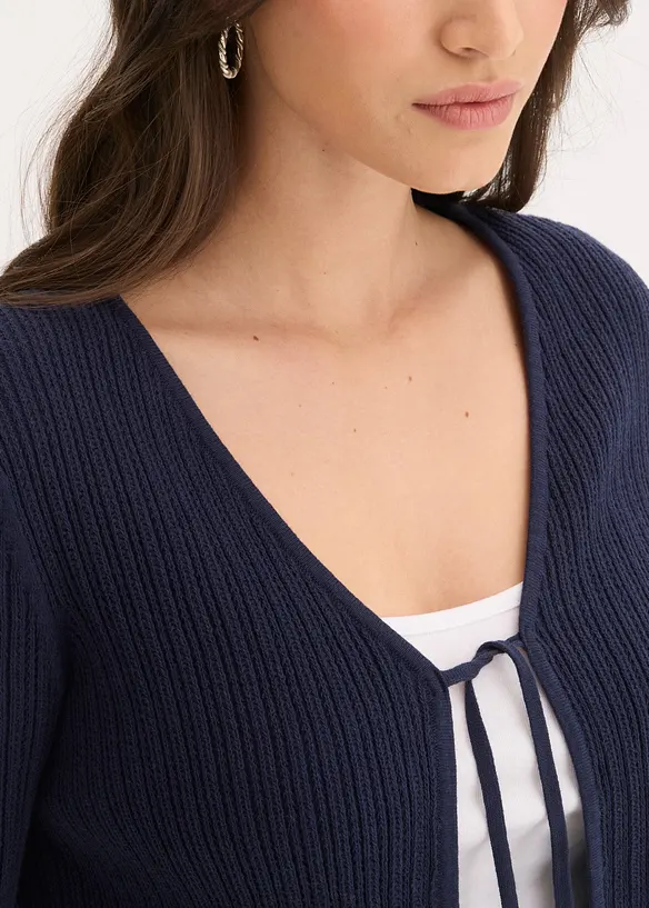 Cardigan in filato fine di misto cotone, bonprix