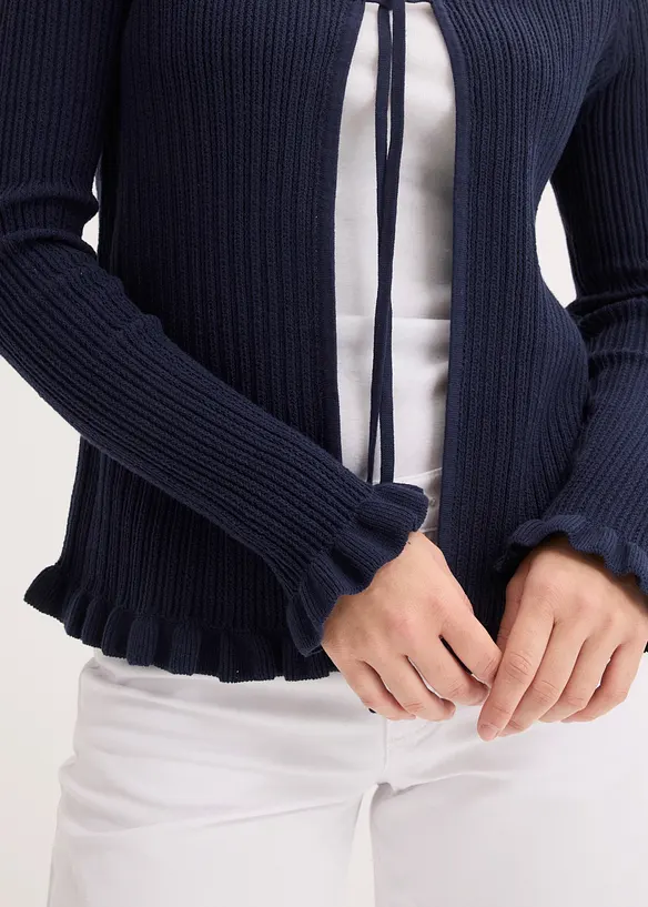 Cardigan in filato fine di misto cotone, bonprix