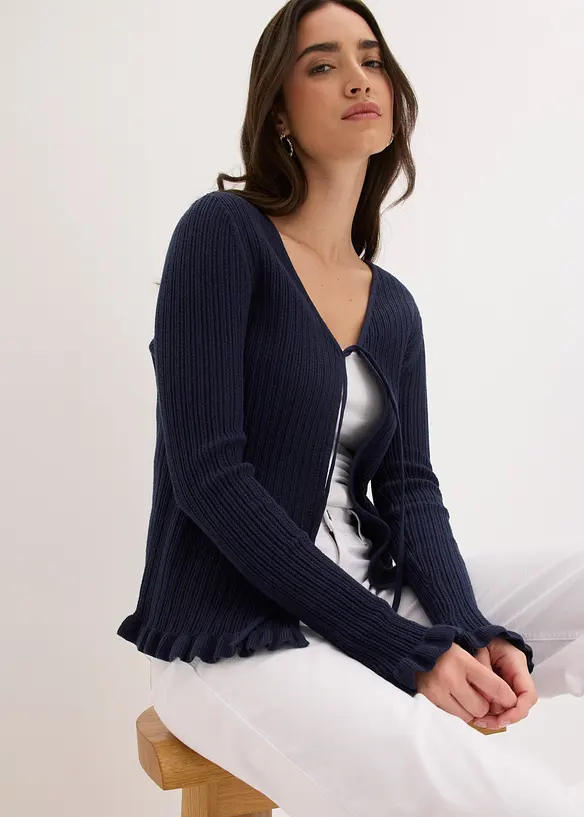 Cardigan in filato fine di misto cotone, bonprix