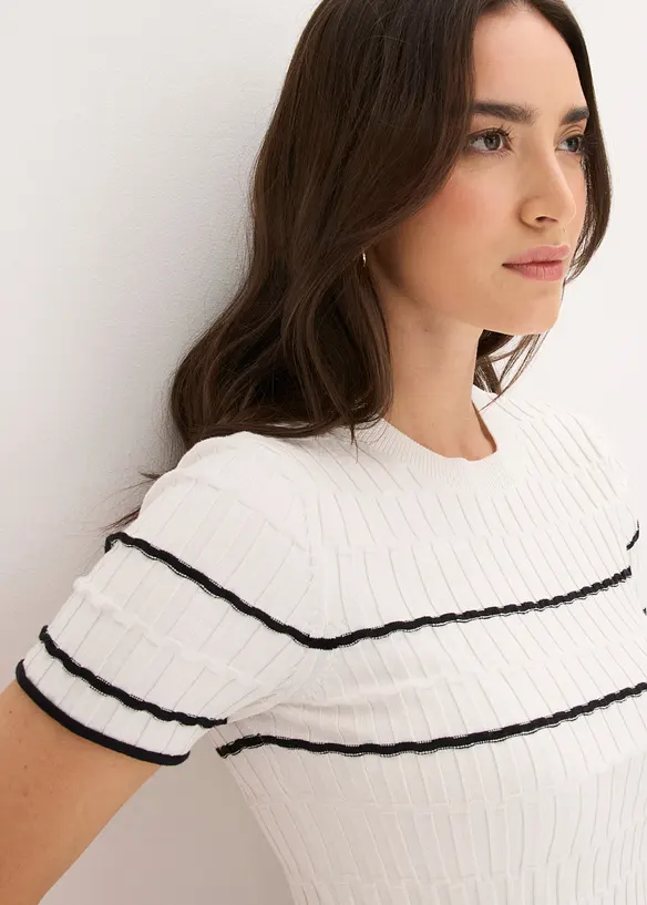 Maglione a maniche corte in misto cotone, bonprix