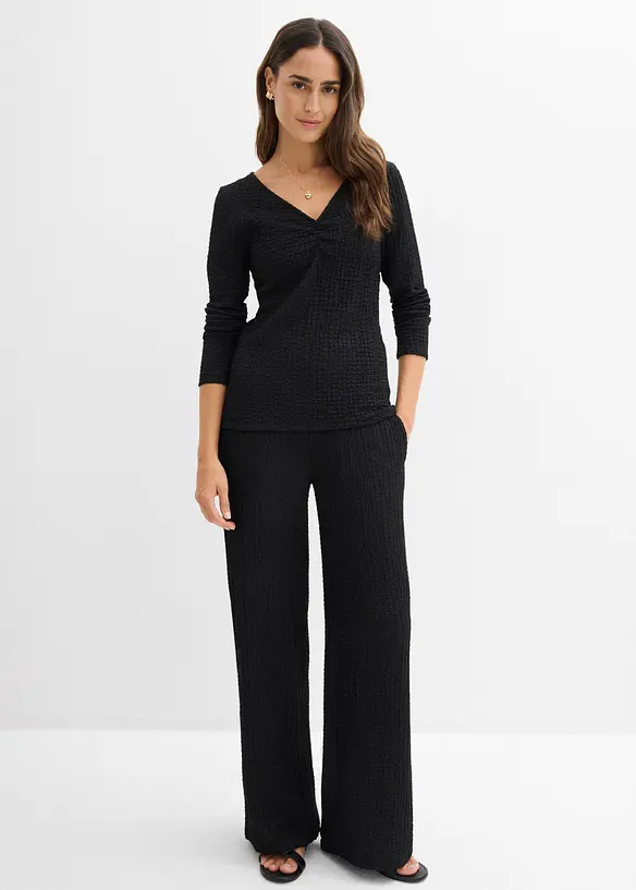 Maglia e pantaloni in cr&ecirc;pe morbido (set 2 pezzi), bonprix