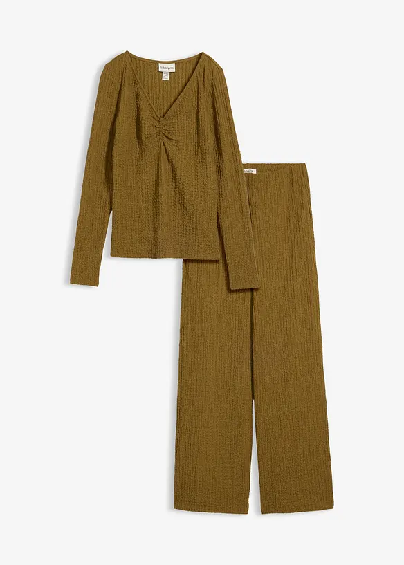 Maglia e pantaloni in cr&ecirc;pe morbido (set 2 pezzi), bonprix