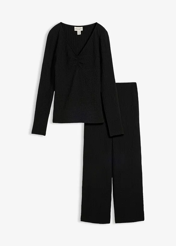 Maglia e pantaloni in cr&ecirc;pe morbido (set 2 pezzi), bonprix