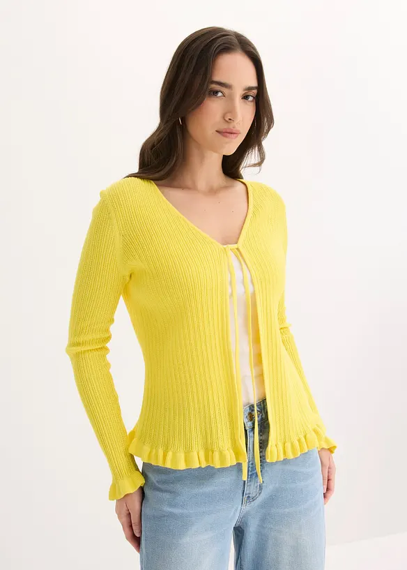 Cardigan in filato fine di misto cotone, bonprix