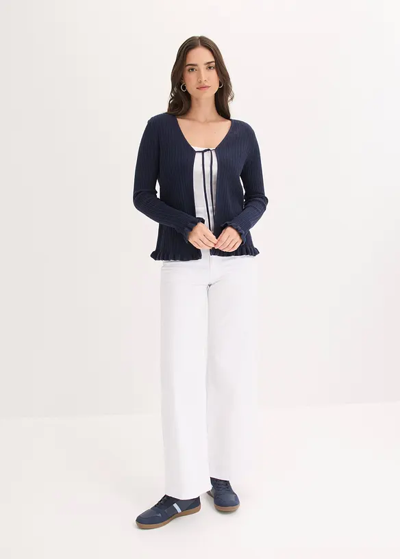 Cardigan in filato fine di misto cotone, bonprix