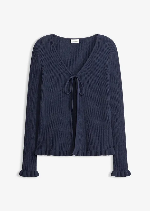 Cardigan in filato fine di misto cotone, bonprix