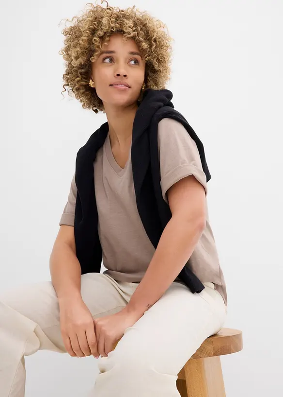 T-shirt boxy in filato fiammato di puro cotone biologico (pacco da 2), bonprix