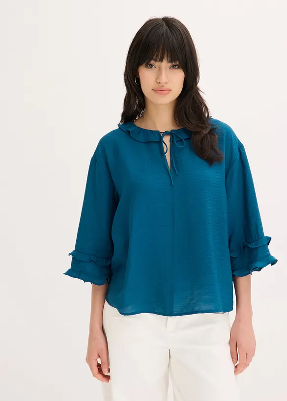 Blusa in stile boh&eacute;mien in misto viscosa fine, bonprix