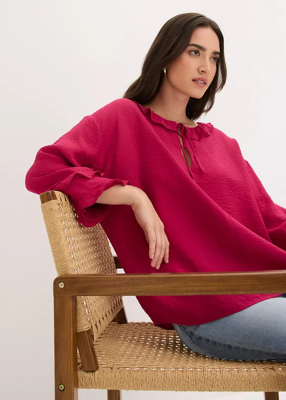 Blusa in stile boh&eacute;mien in misto viscosa fine, bonprix