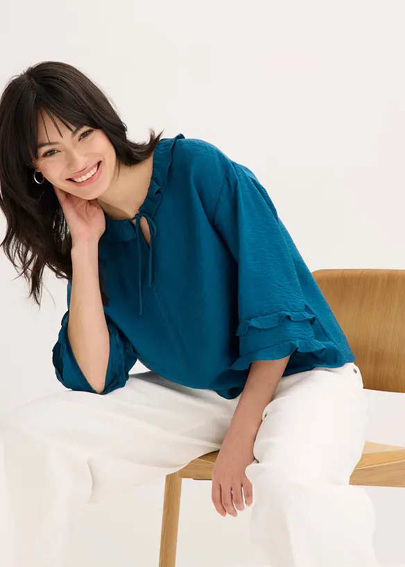 Blusa in stile boh&eacute;mien in misto viscosa fine, bonprix