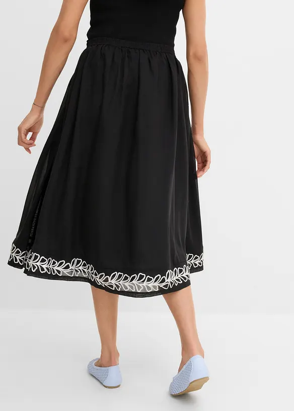 Gonna midi con ricami, bonprix